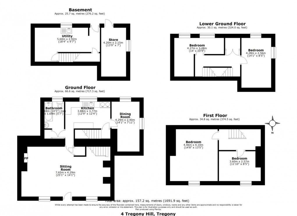 Floorplan for TREGONY, EDGE OF THE ROSELAND