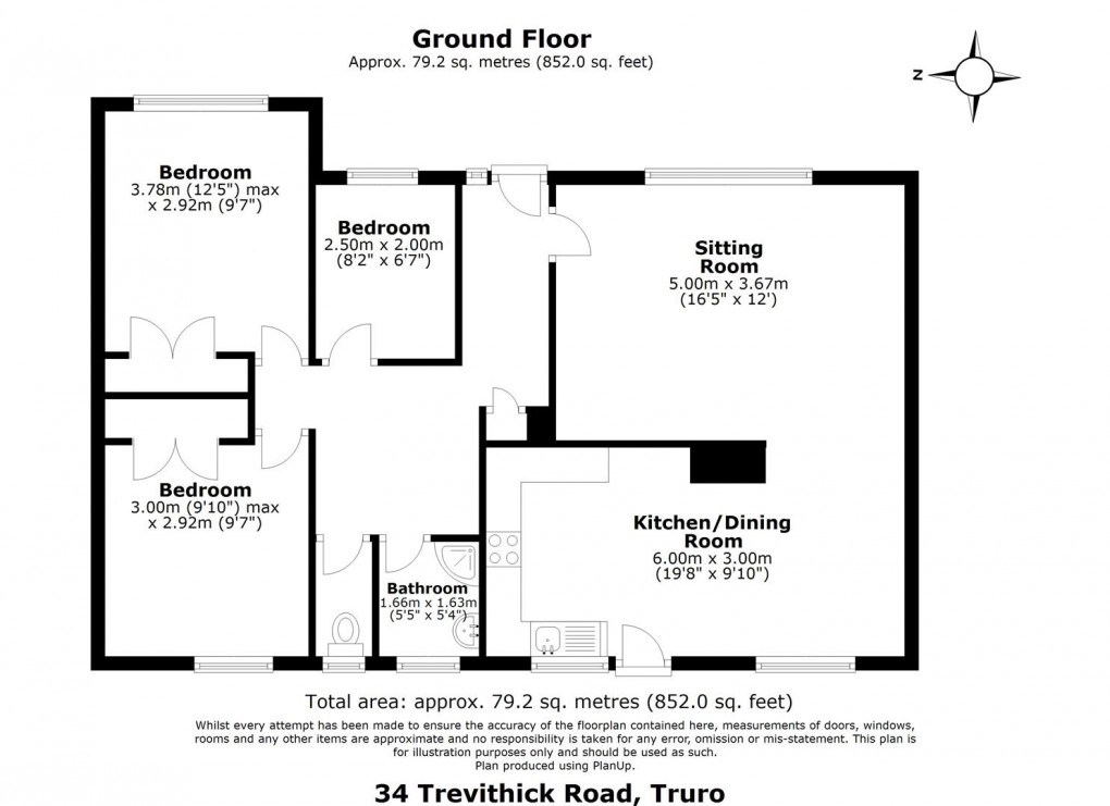 Floorplan for Trevithick Road, Truro