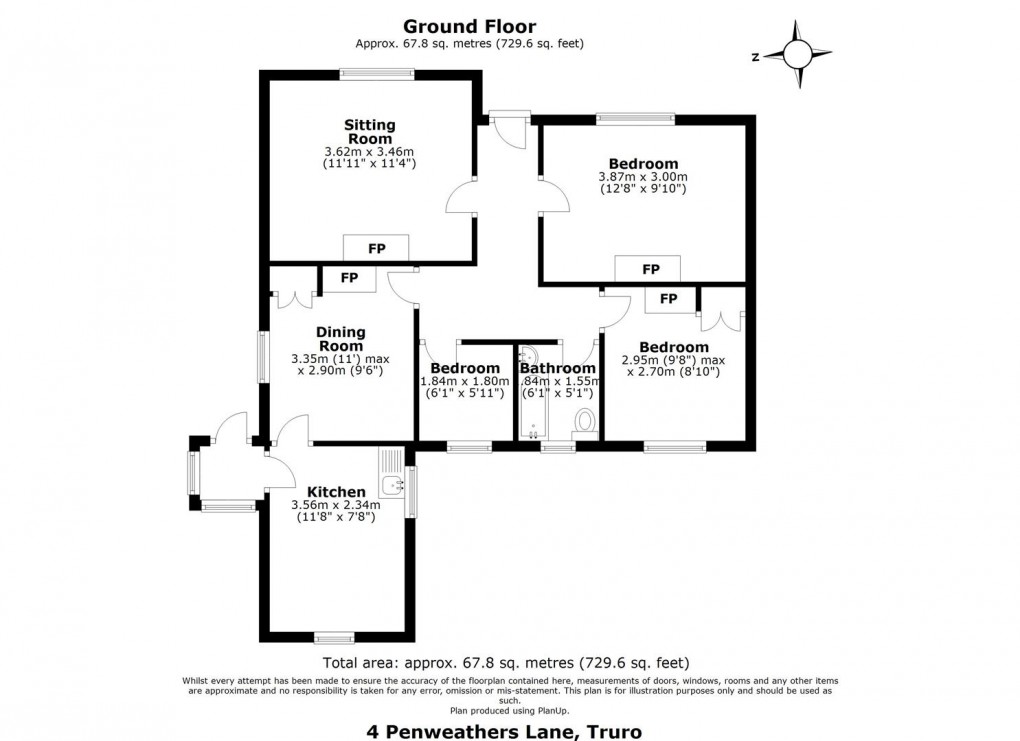 Floorplan for Penwethers Lane, Truro