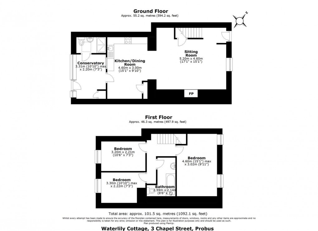 Floorplan for Chapel Street, Probus