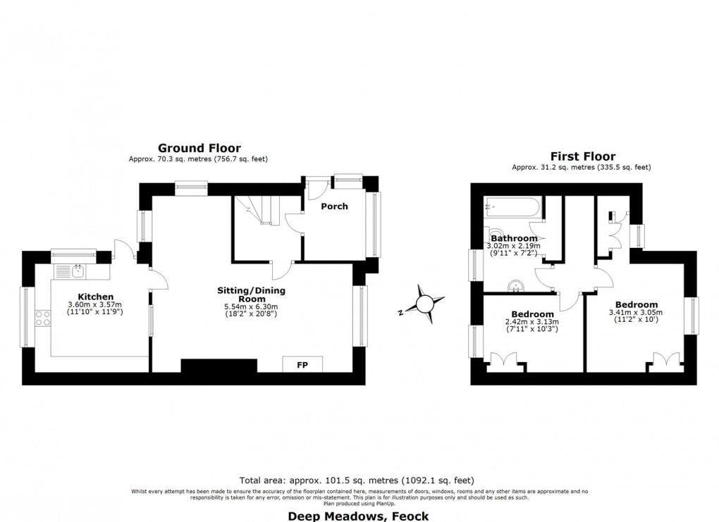 Floorplan for Trevilla, Feock, Truro
