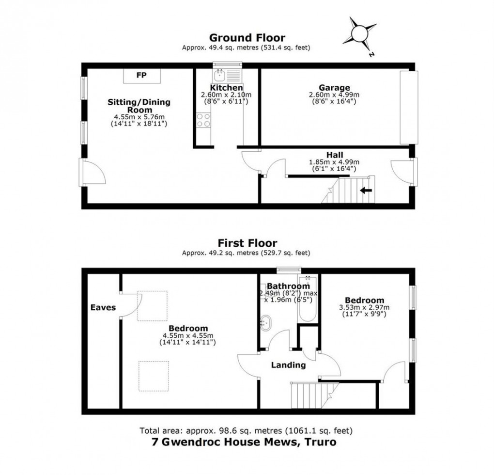 Floorplan for Barrack Lane, Truro