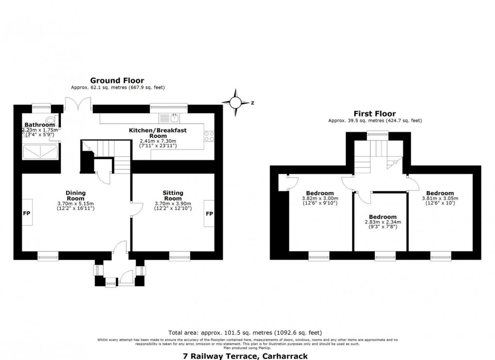 Floorplan for Railway Terrace, Carharrack