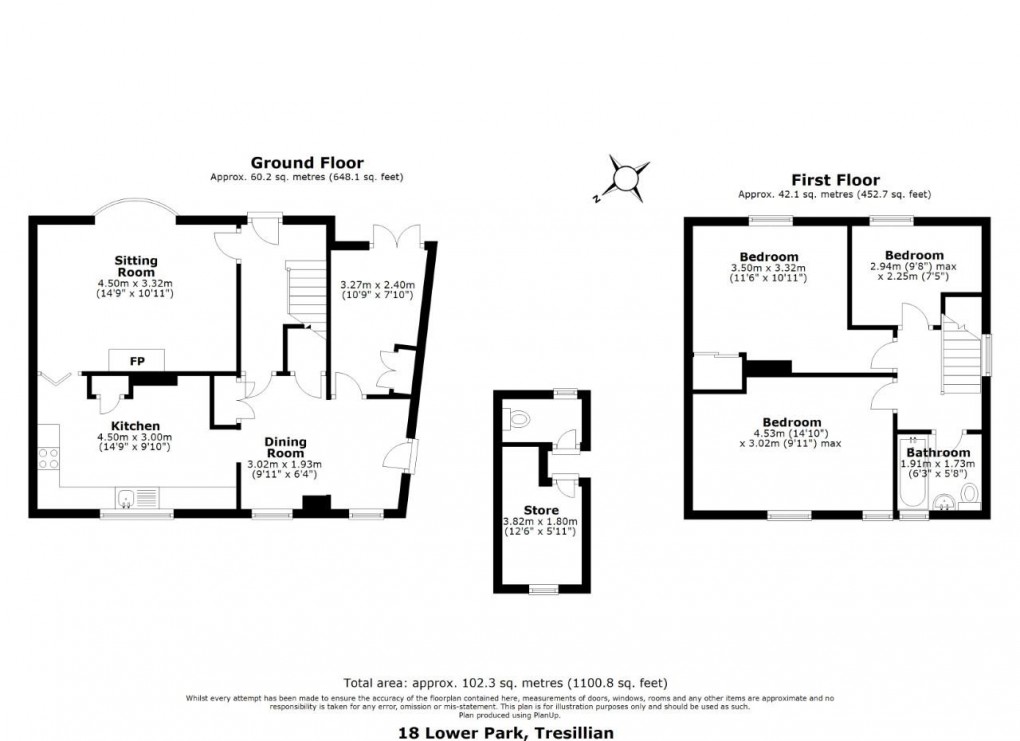 Floorplan for Lower Park, Tresillian, Truro
