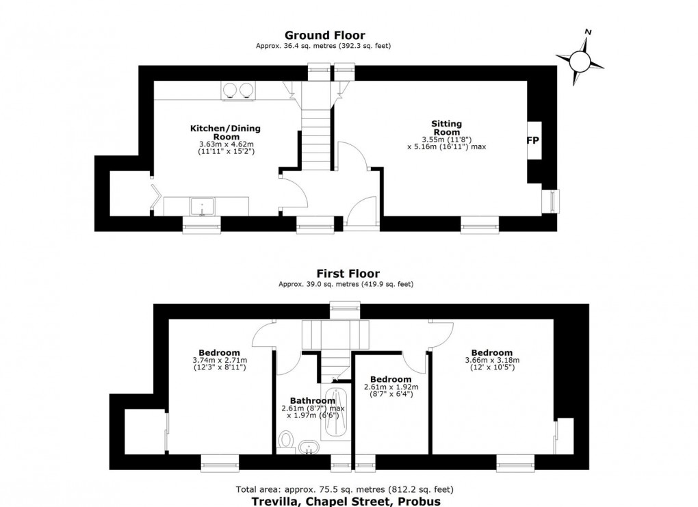 Floorplan for Chapel Street, Probus, Truro