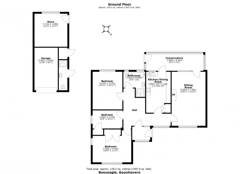 Floorplan for Goonhavern, near Perranporth