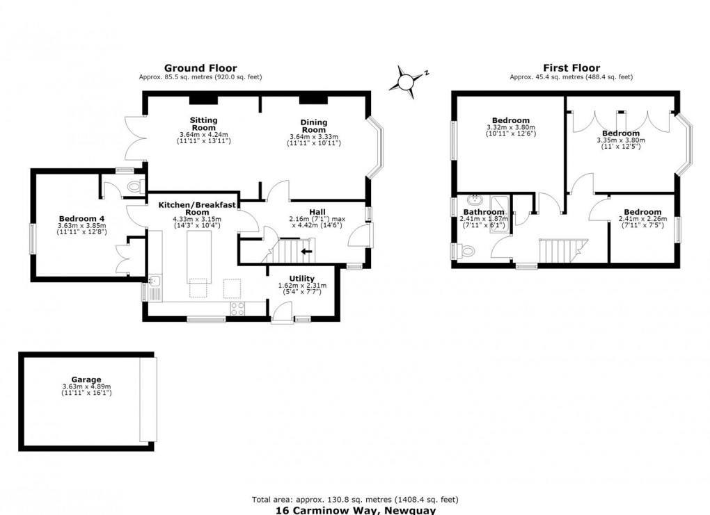 Floorplan for Carminow Way, Newquay